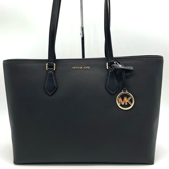 Michael Kors Bag Large Sheila Mf Tote Bag Black/Gold - Picture 1 of 11